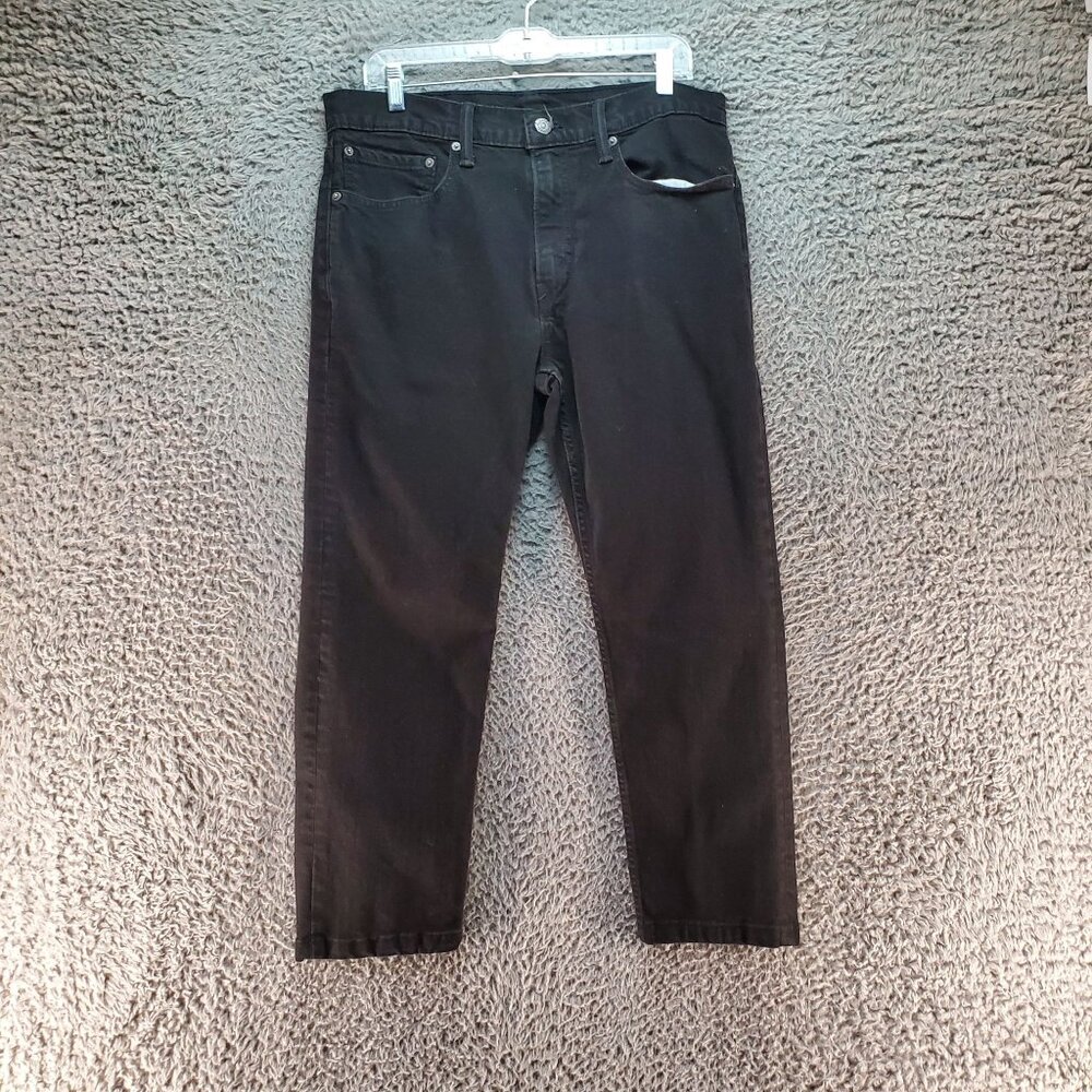 Levis Jeans Mens 34x30 502 Black Tapered Fit Stretch Cotton Denim
